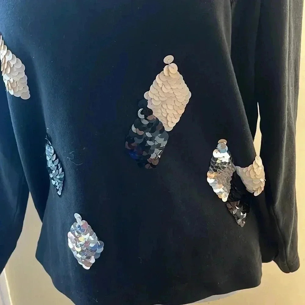 ❤️2/$40❤️[S]Vintage Chaus Petites WMN Black Pullover Sweater Diamond Sequins - Picture 3 of 5
